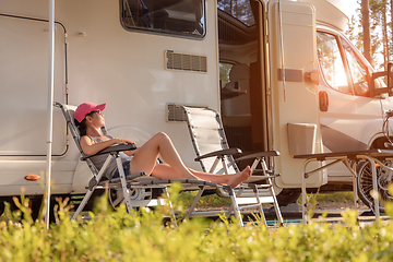 Image showing Family vacation travel RV, holiday trip in motorhome