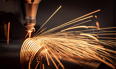 Image showing CNC Laser cutting of metal, modern industrial technology.