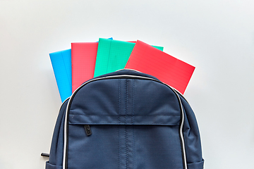 Image showing school backpack with notebooks on table