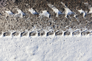 Image showing A track in the snow, winter