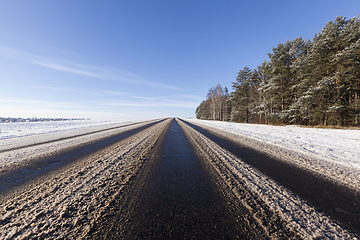 Image showing Asphalt road in winter