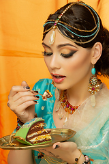 Image showing beautiful arabic style bride in ethnic clothes