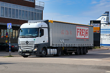 Image showing Semi Truck Exits Port of Helsinki