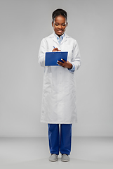 Image showing african american female doctor with clipboard