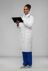 Image showing african american female doctor with tablet pc