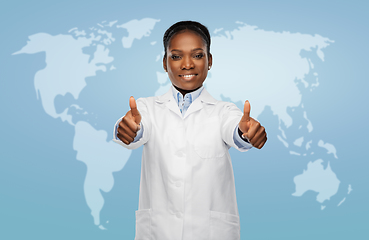 Image showing african american female doctor showing thumbs up