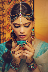 Image showing beautiful arabic style bride in ethnic clothes