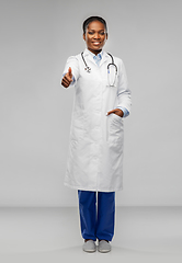 Image showing african american female doctor showing thumbs up