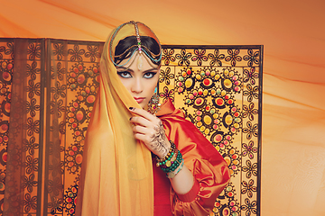 Image showing beautiful arabic style bride in ethnic clothes