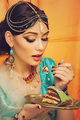 Image showing beautiful arabic style bride in ethnic clothes