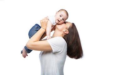 Image showing beautiful young mother with toddler baby boy