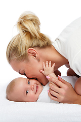 Image showing beautiful young mother with toddler baby girl