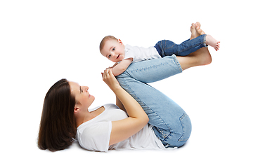 Image showing beautiful young mother with toddler baby boy