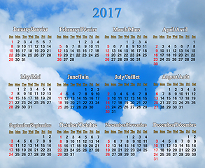 Image showing calendar for 2017 year in English and French