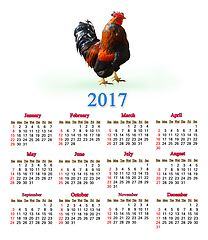 Image showing calendar for 2017 with image of cock