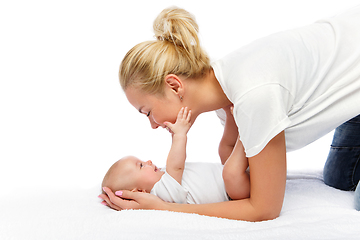 Image showing beautiful young mother with toddler baby girl