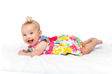 Image showing happy beautiful baby girl with crown on head