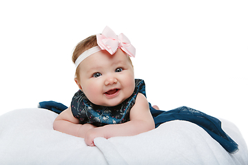 Image showing happy beautiful baby girl with bow headband