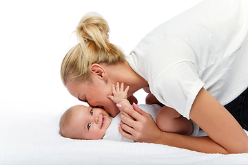 Image showing beautiful young mother with toddler baby girl