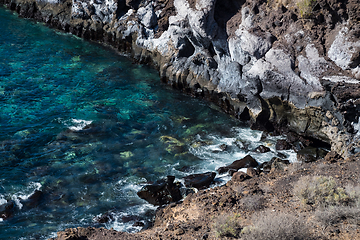 Image showing beautiful view on blue ocean water and rocky coast line