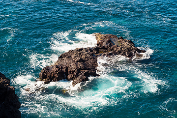 Image showing beautiful view on blue ocean water and rocky coast line