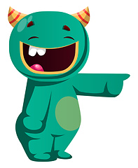 Image showing Green monster laughing at somebody vector illustration
