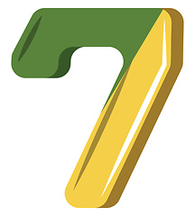 Image showing Number seven in green and yellow illustration vector on white ba