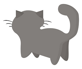Image showing Painting of a grey cat set on an isolated white background and v