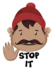 Image showing Man is showing stop with hand, illustration, vector on white bac