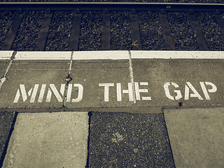 Image showing Vintage looking Mind the gap in London