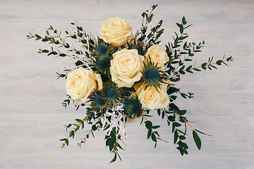 Image showing elegant bouquet of White roses