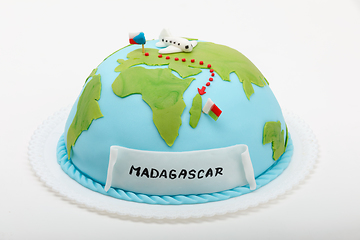 Image showing Birthday cake like globe, travel concept
