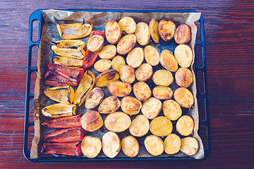 Image showing Delicious baked potato and pepper