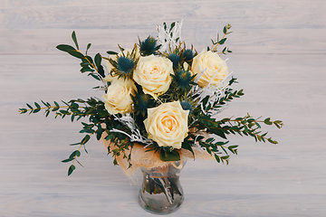 Image showing elegant bouquet of White roses