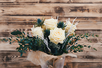 Image showing elegant bouquet of White roses