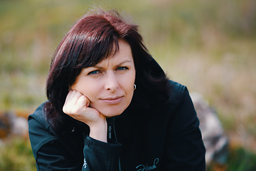 Image showing outdoor fashion Beauty Portrait of middle age woman