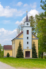 Image showing small rural village catholic church