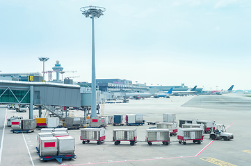 Image showing Luggage carriages by Changi airport