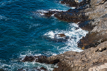 Image showing beautiful view on blue ocean water and rocky coast line