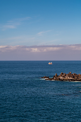 Image showing beautiful view on blue ocean water and rocky coast line