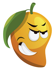 Image showing Angry mango with green leaf illustration vector on white backgro