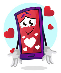 Image showing Mobile emoji in love illustration vector on white background