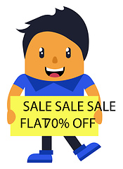 Image showing Man promoting sale, illustration, vector on white background.