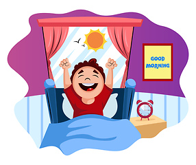 Image showing Boy woke up happy illustration vector on white background