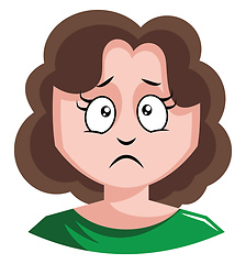 Image showing Girl with brown curly hair is about to cry illustration vector o