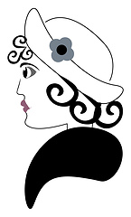 Image showing A beautiful women wearing hat vector or color illustration