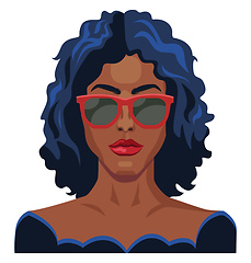 Image showing Pretty girl with blue hair and glasses illustration vector on wh