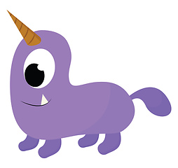 Image showing A purple unicorn monster vector or color illustration