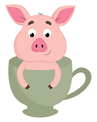 Image showing Pig in tea cup vector or color illustration