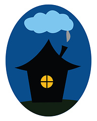 Image showing Clipart of a house at night over blue background vector or color